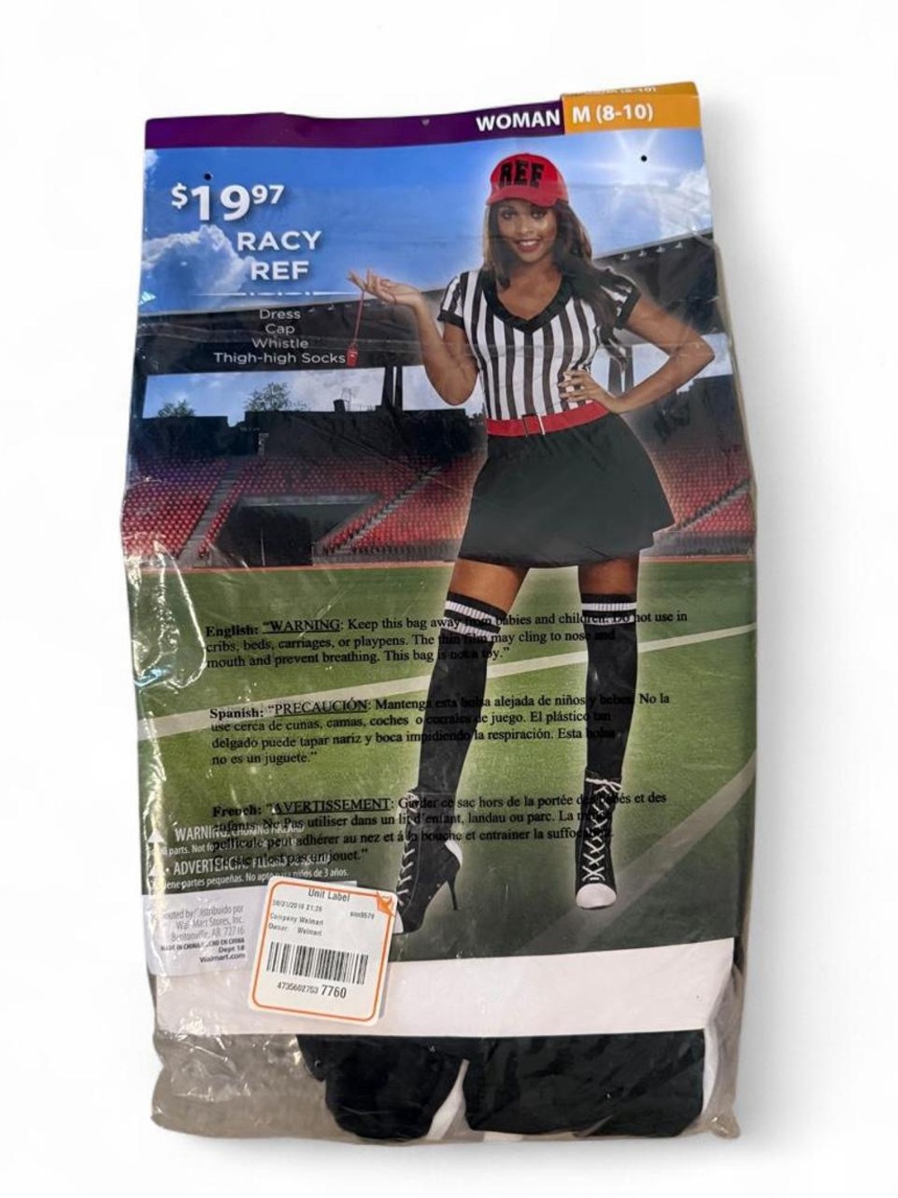 Racy Ref Women’s Referee Costume Dress with Thigh-High Socks - Black & White